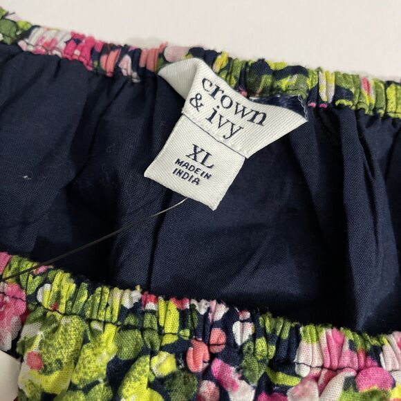 Crown & Ivy Women's Multicolor Floral Balloon Sleeve Cotton Blouse Size XL - Picture 3 of 10